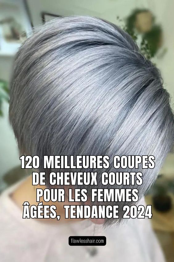 balayage gris sur brune aux cheveux courts