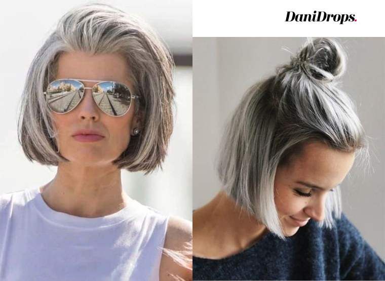 balayage gris sur brune