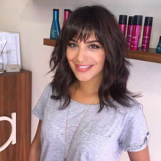 mi long dégardés avec frange